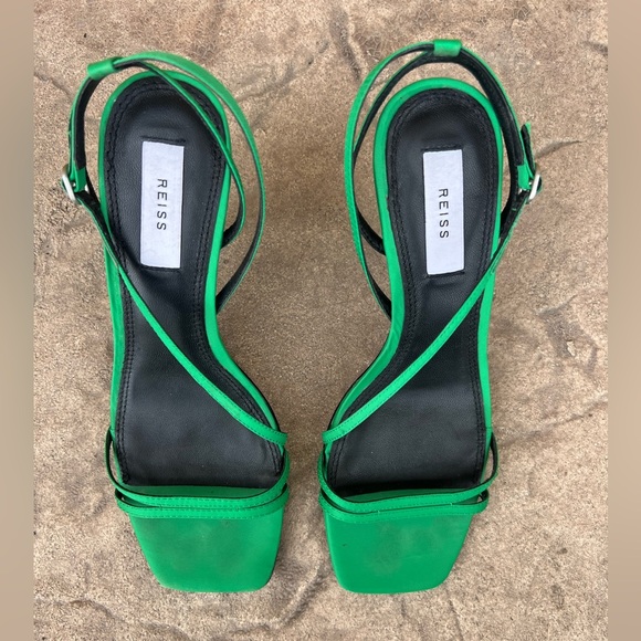 Reiss Bali Emerald Green Midi Heels Strappy Sandals size EU 38 - Picture 15 of 16